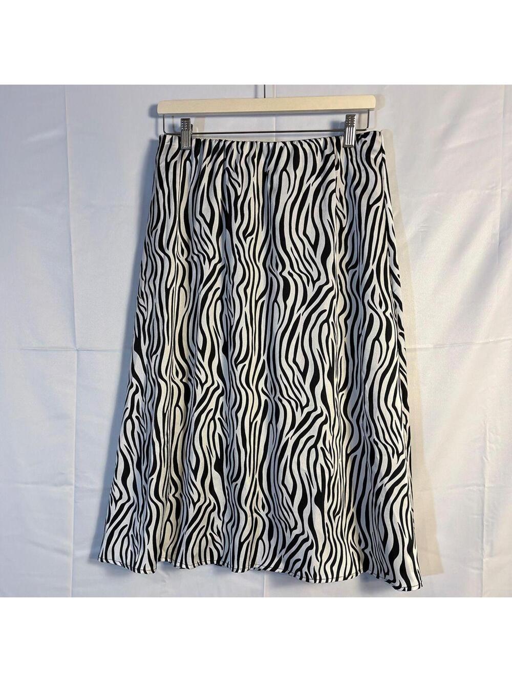 WD.NY Zebra Print Midi Skirt, M